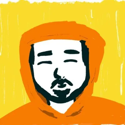 成川 貴史のアバター(オレンジのパーカーを着たイラスト)
